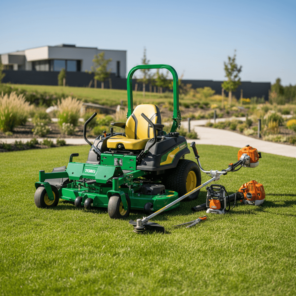 Landscaping equipment ready for rental