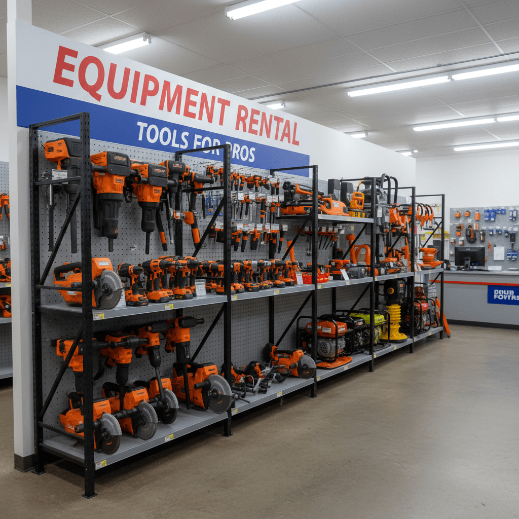 Construction tools and equipment available for rental